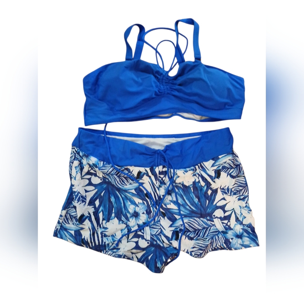 NWOT ROSEWE Blue Floral Bikini Set. Womens.  2XL